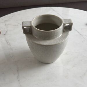 Crackle Glazed Ceramic Vase in Light Gray